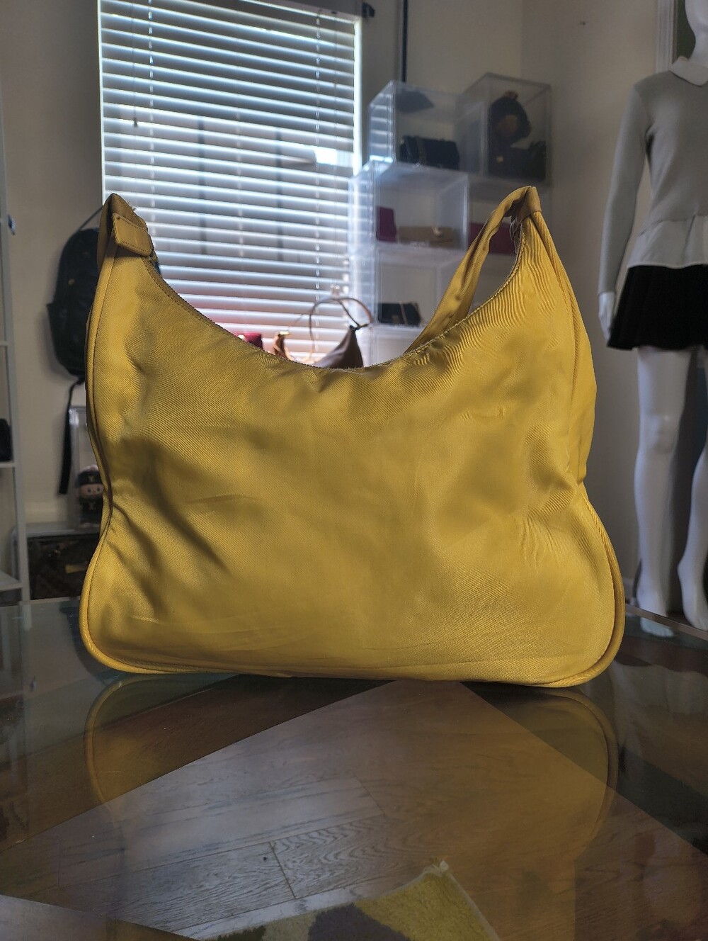 Vintage Prada Rare Yellow Tessuto Nylon Hobo Shoulder Bag | Made in Italy | Y2K - Picture 5 of 12